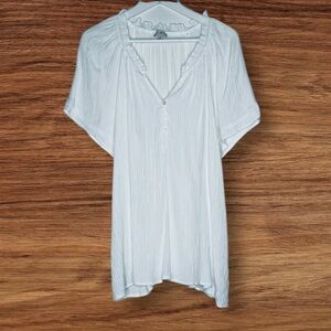 Wonderly Plus Size White gauze short sleeve blouse button front upper Size 3X